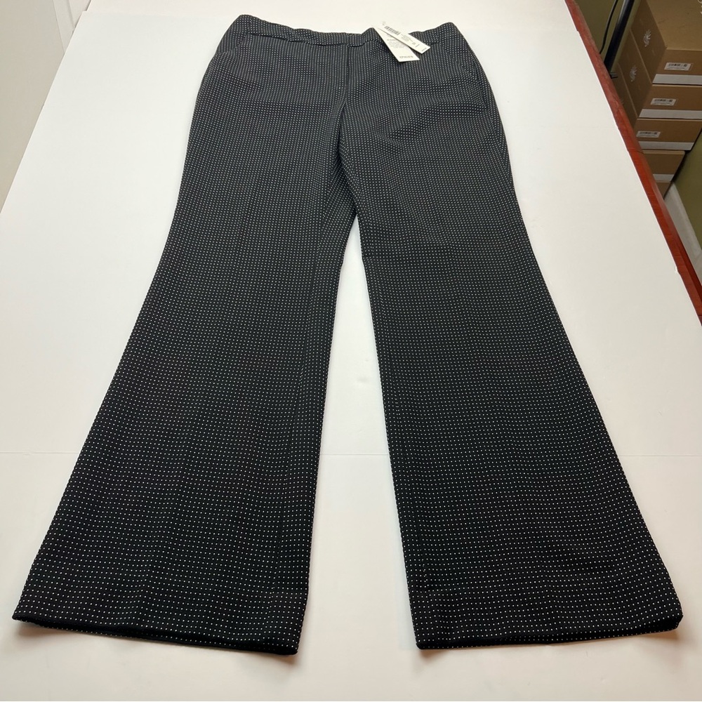 Chico’s 1R US 8R So Slimming‎ Trouser Womens Black White Textured Dot Pant NEW